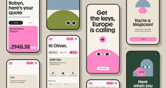 Bộ nhận diện đầy năng động của c&ocirc;ng ty bảo hiểm xe hơi Marshmallow