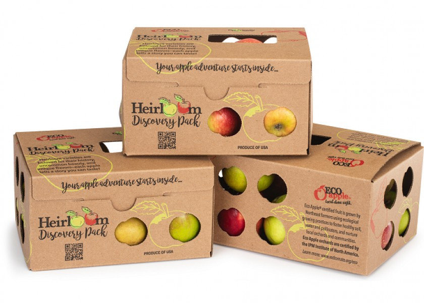 Bao bì đóng gói táo của Heirloom vừa giúp người dùng nhận biết chất lượng sản phẩm bên trong, vừa đáp ứng yêu cầu về thân thiện môi trường. Ảnh: Red Tomato